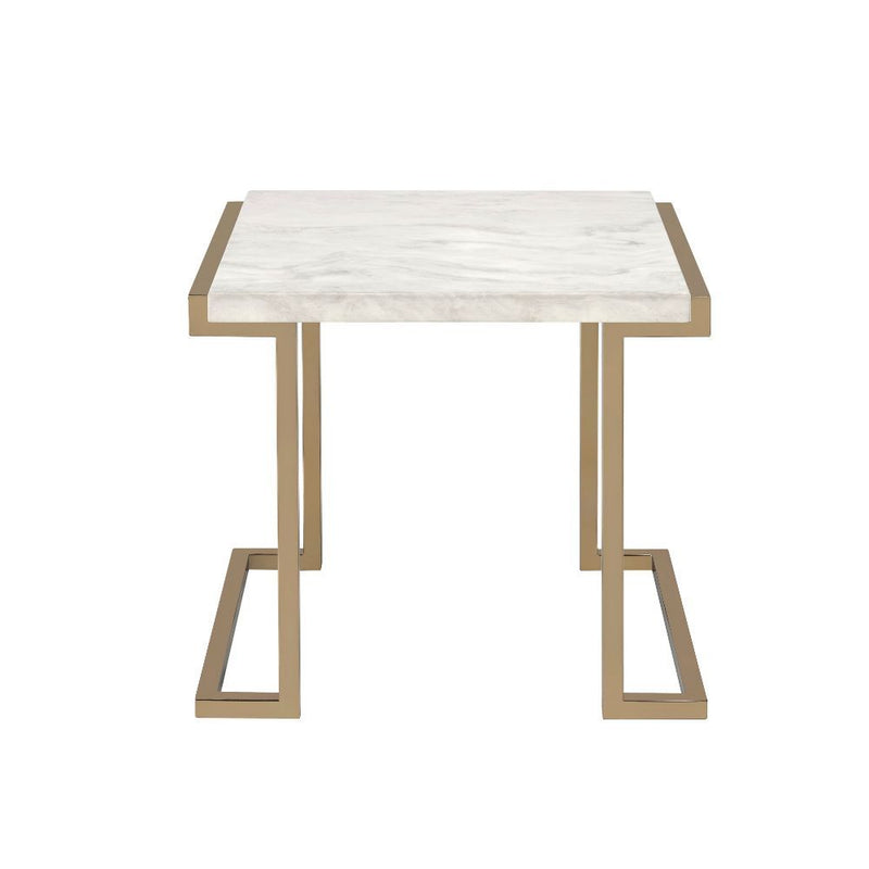 Boice II - End Table - Faux Marble & Champagne - Grand Furniture GA