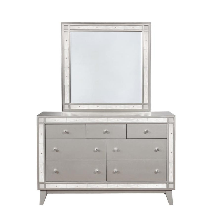 Leighton - Beveled Dresser Mirror - Metallic Mercury