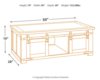 Budmore - Brown - Rectangular Cocktail Table.