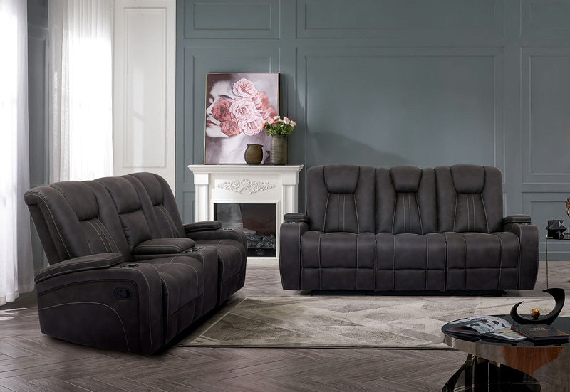 Amirah - Sofa & Glider Loveseat - Dark Gray.