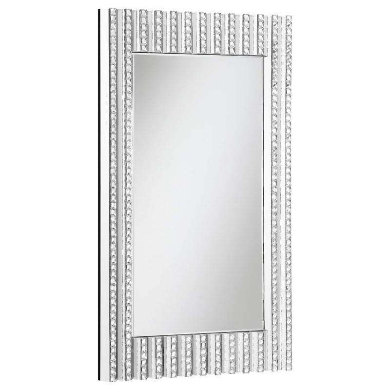 Aideen - Rectangular Wall Mirror With Vertical Stripes Of Faux Crystals.