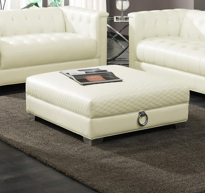 Chaviano - Upholstered Ottoman - Pearl White.