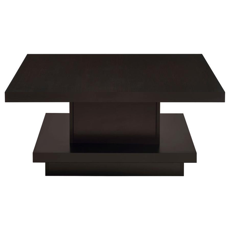 Reston - Pedestal Square Coffee Table - Cappuccino.