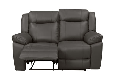 Taggart - Leather Loveseat With Dual Recliners - Gray