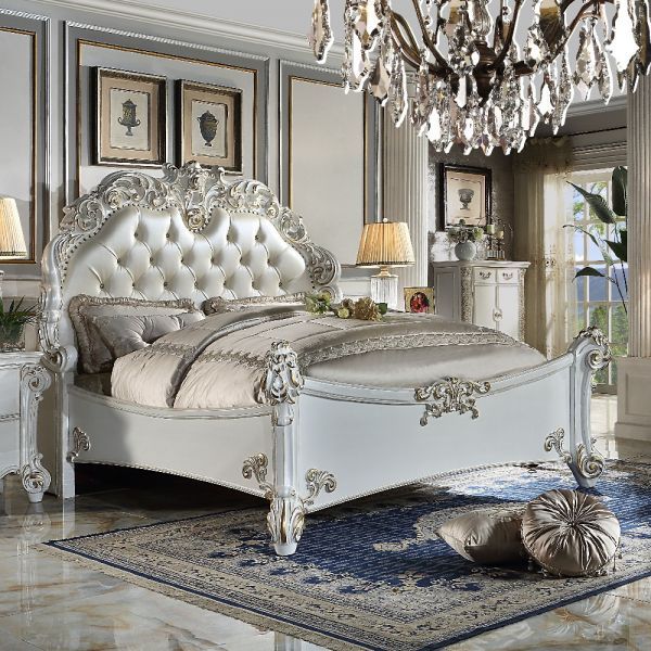 Vendome - Ck Bed - PU & Antique Pearl Finish.