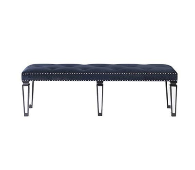 Varian II - Bench - Black Velvet & Black & Sliver Finish - Grand Furniture GA