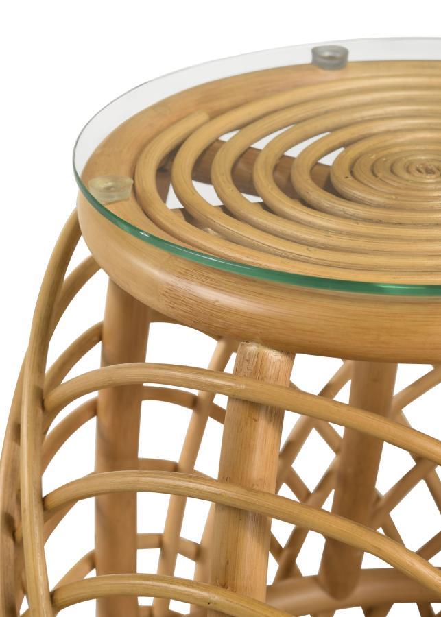 Dahlia - Round Woven Rattan End Table - Natural.