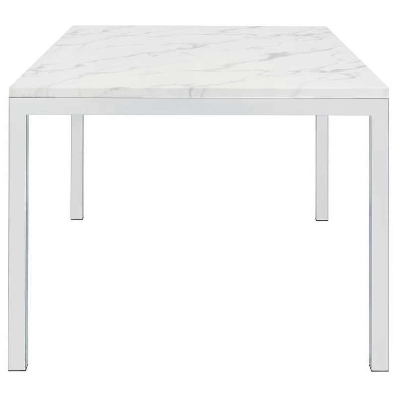 Athena - Rectangle Dining Table With Marble Top - Chrome - Grand Furniture GA