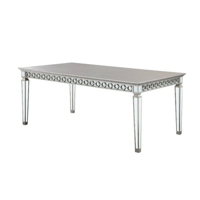 Varian - Dining Table - Mirrored & Antique Platinum - 30" - Grand Furniture GA