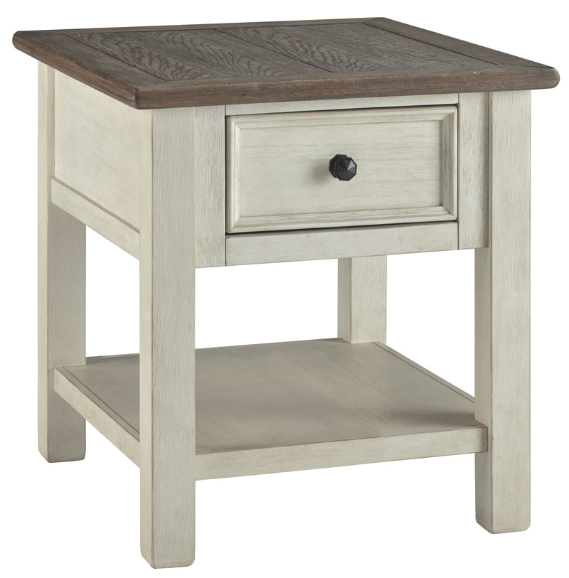 Bolanburg - White / Brown / Beige - Rectangular End Table.