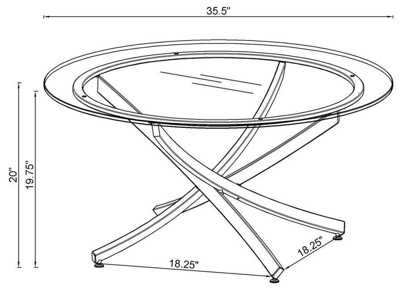 Brooke - Glass Top Coffee Table - Chrome and Black.