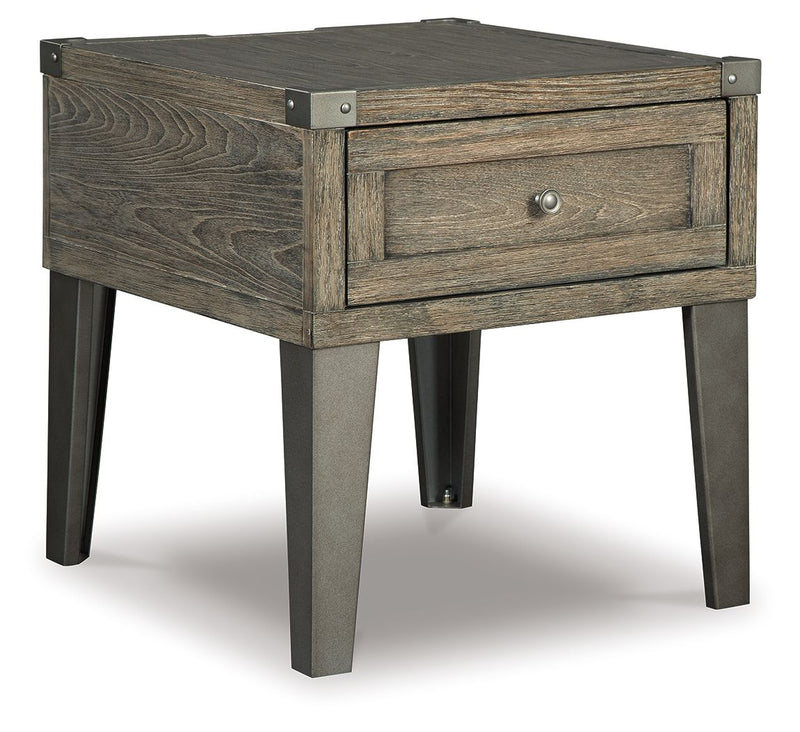 Chazney - Rustic Brown - Rectangular End Table.
