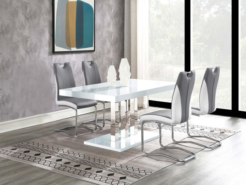 Brooklyn - 5-Piece Dining Set - White and Chrome.