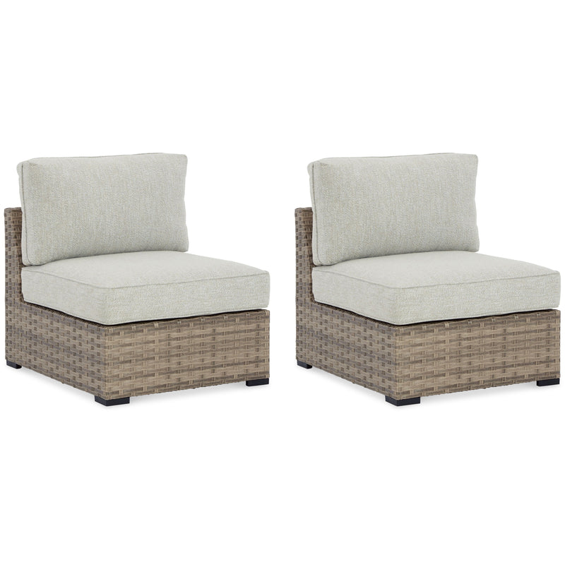 Calworth - Beige - Armless Chair W/Cushion (Set of 2).