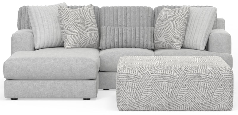 Logan - 2 Piece Upholstered Sectional With Comfort Coil Seating, 46" Cocktail Ottoman And 5 Included Accent Pillows (Left Side Facing Chaise) - Moonstruck