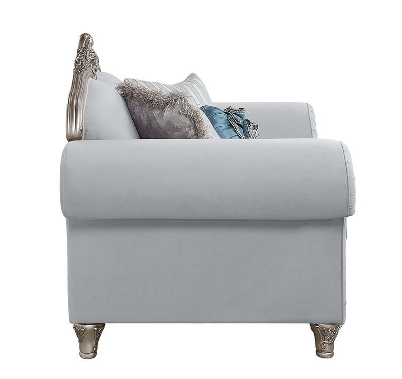 Pelumi - Sofa - Light Gray Linen & Platinum - Finish