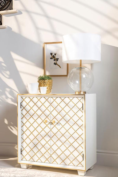 Belinda - 2-Door Accent Cabinet - White and Gold.