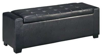 Benches - Black - Upholstered Storage Bench - Faux Leather.