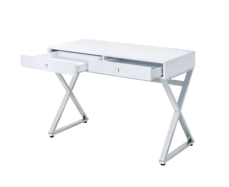 Coleen - Desk - White & Chrome Finish - Grand Furniture GA