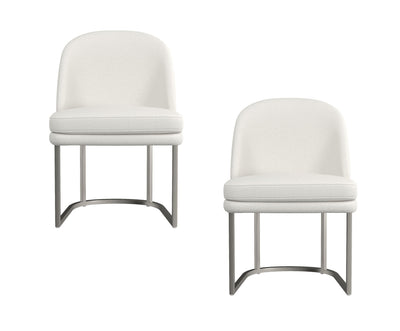 Pearl - Dining Chair (Set of 2) - Bone Fabric / Brushed SIlver Metal