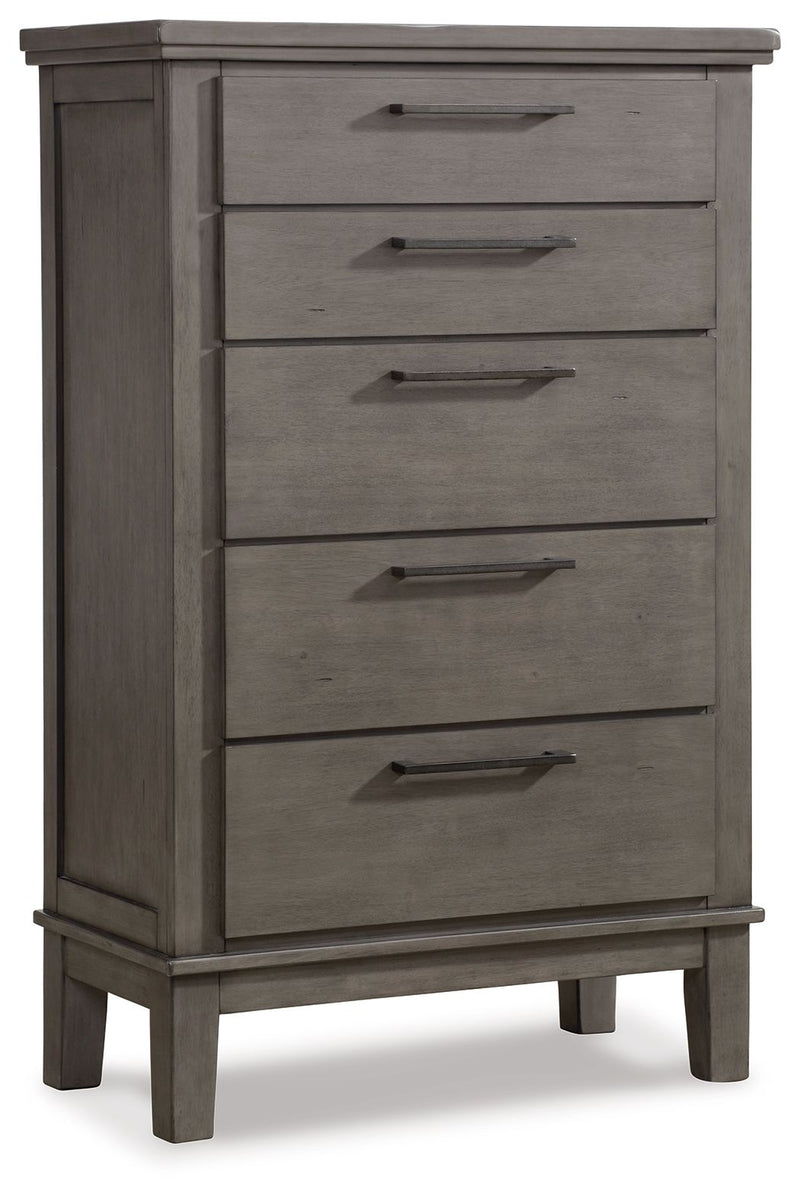 Hallanden - Gray - Five Drawer Chest.