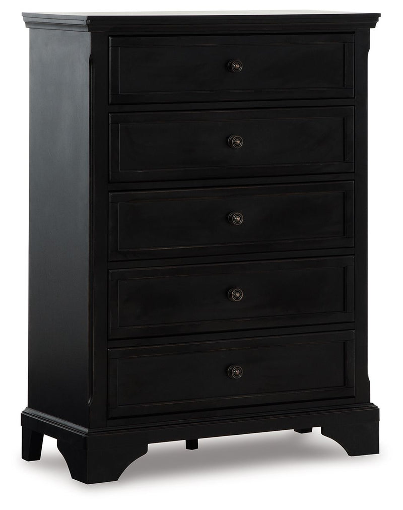 Chylanta - Black - Five Drawer Chest.