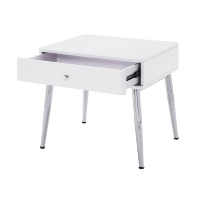 Weizor - End Table - White High Gloss & Chrome - Grand Furniture GA