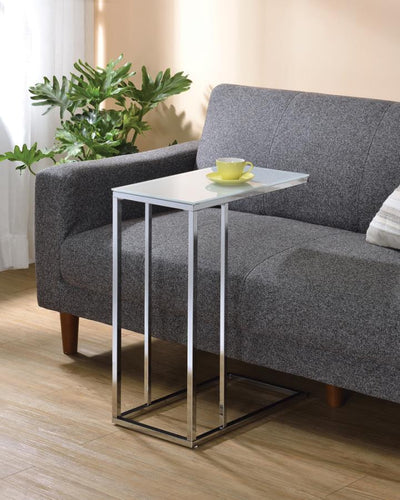 Stella - Glass Top Accent Table - Chrome and White.