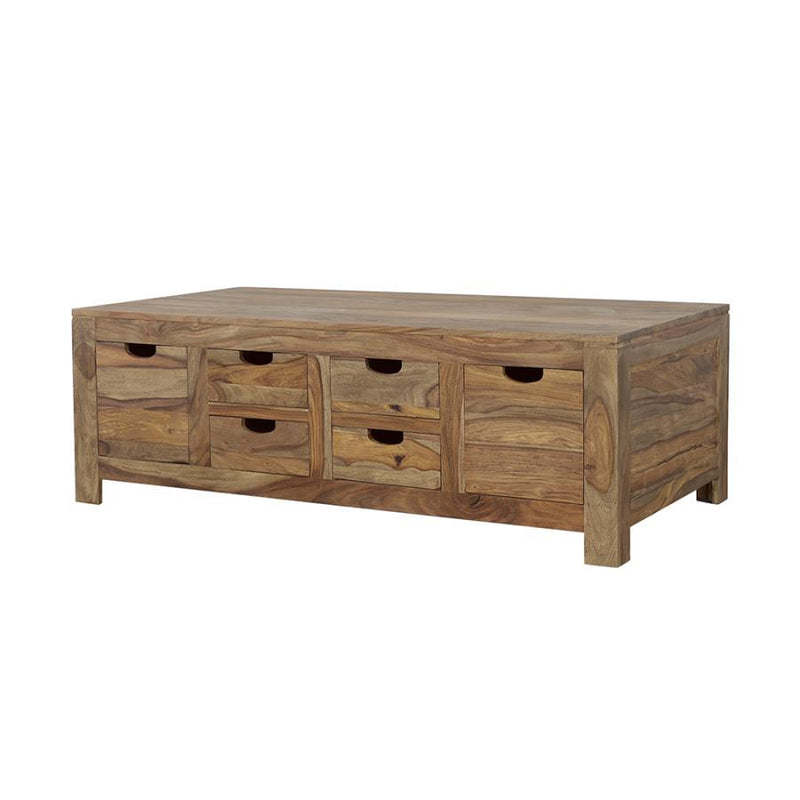 Esther - 6-Drawer Storage Coffee Table - Natural Sheesham.