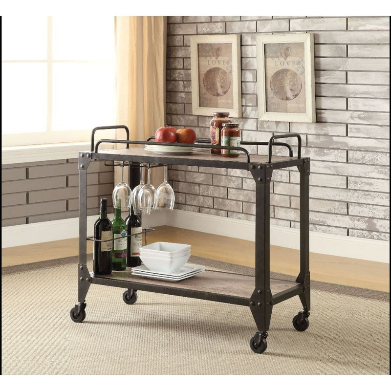 Caitlin - Serving Cart - Rustic Oak & Black - Grand Furniture GA