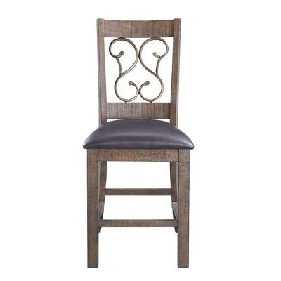 Raphaela - Counter Height Chair (Set of 2) - Black PU & Weathered Cherry Finish - Grand Furniture GA