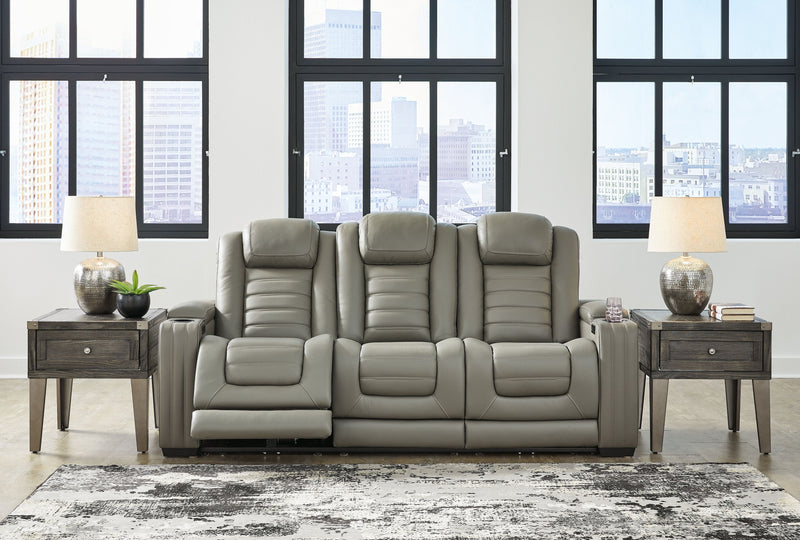 Backtrack - Gray - Pwr Rec Sofa With Adj Headrest.