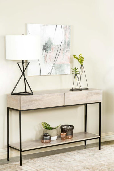 Rubeus - 2-Drawer Console Table With Open Shelf - White Washed.