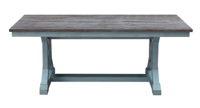 Bar Harbor - Hand Painted Table With Plank Style Top.