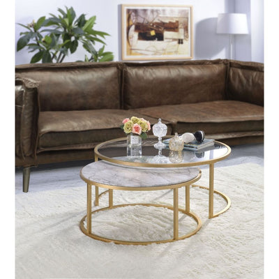 Shanish - Coffee Table - Faux Marble & Gold - Grand Furniture GA