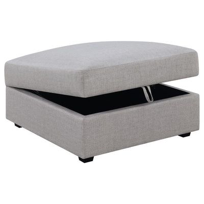 Cambria - Upholstered Square Storage Ottoman - Grey.