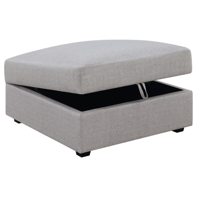 Cambria - Upholstered Square Storage Ottoman - Grey.