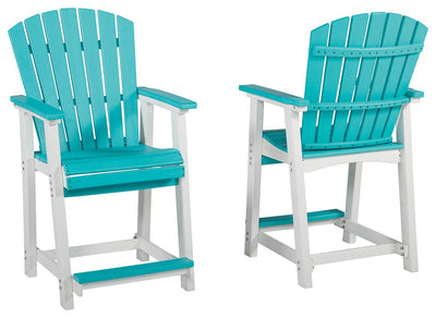 Eisely - Turquoise / White - Barstool (Set of 2).