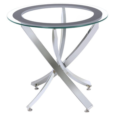 Brooke - Glass Top End Table - Chrome and Black.