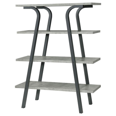 Tatum - 4-Tier Rectangular Bookcase - Cement and Gunmetal.