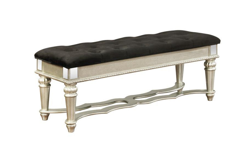 Heidi - Upholstered Bench - Metallic Platinum.