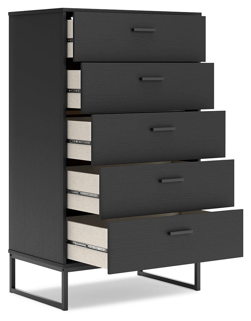 Socalle - Black - Five Drawer Chest