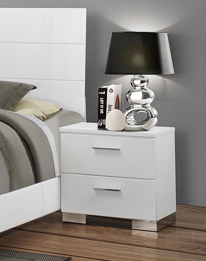 Felicity - 2-Drawer Nightstand - Glossy White.