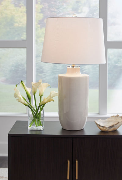 Cylener - Off White - Ceramic Table Lamp.