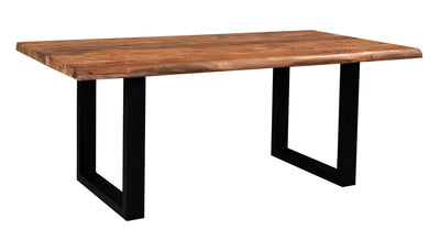 Brownstone II - Table With Natural Live Edge Top And Metal Base.