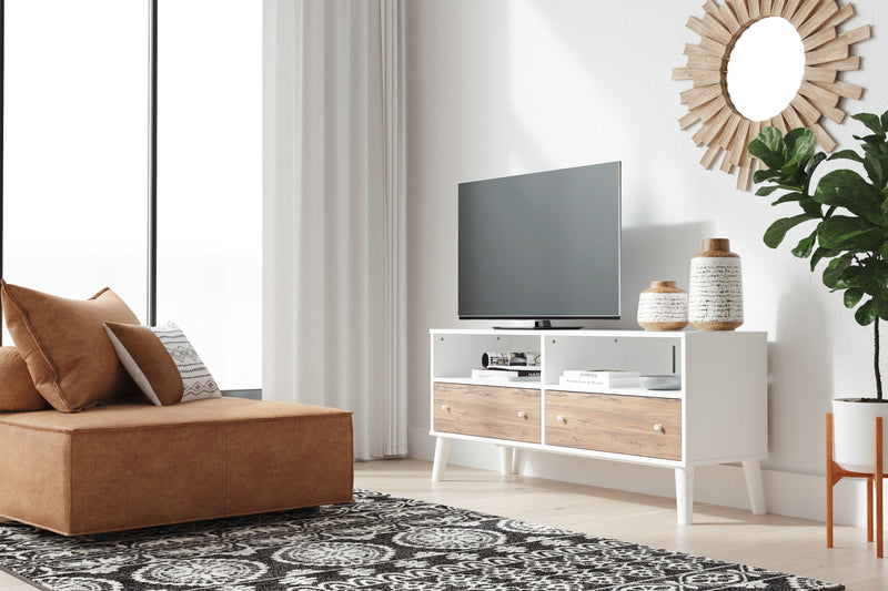 Piperton - White / Brown - Medium TV Stand