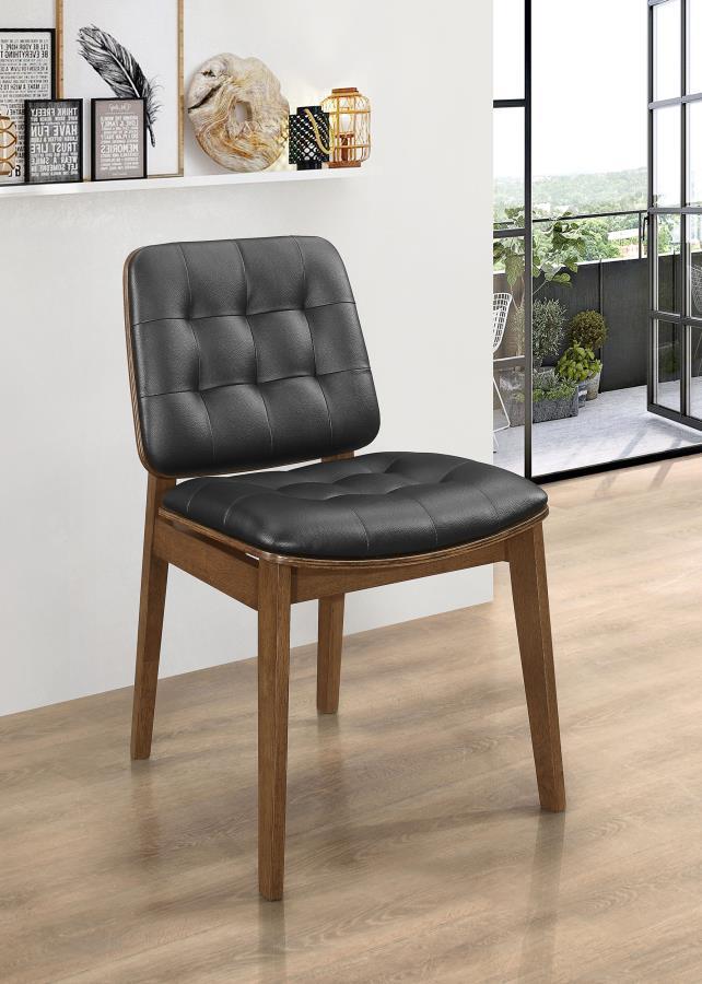 Redbridge - Tufted Back Side Chairs (Set of 2) - Natural Walnut and Black.