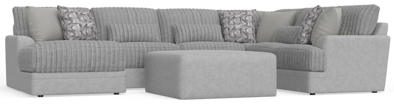 Titan - 3 Piece Sectional With Comfort Coil Seating, 9 Included Accent Pillows And 1 Included Cocktail Ottoman (Left Side Facing Chaise) - Moonstruck