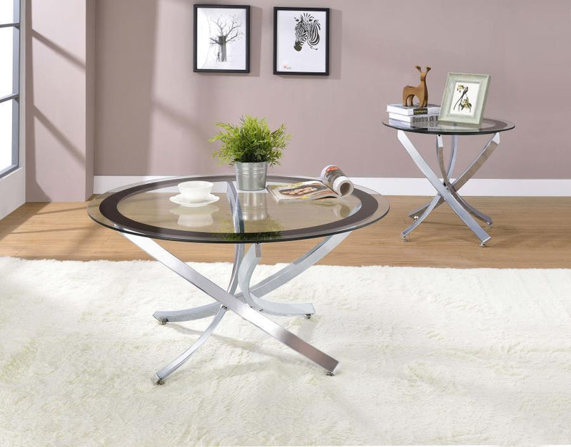 Brooke - Glass Top Coffee Table - Chrome and Black.