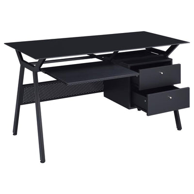 Weaving - 2-Drawer Computer Desk - Black - Computer Desks - Grand Furniture GA